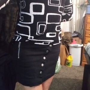Black motorcycle style mini skirt